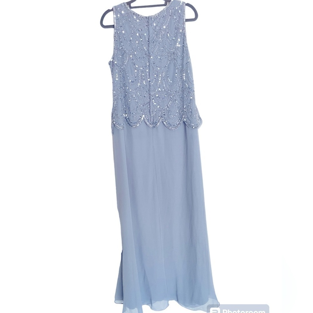 NWT J Kara Sleeveless Evening Gown Dusty Blue/Silver  Size 16 - Picture 4 of 14